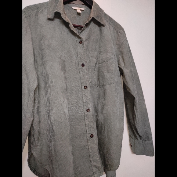 H&M olive Green Corduroy Shirt - Picture 9 of 12